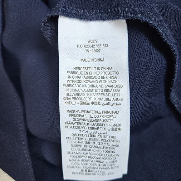 Boden Short Puffed Sleeve Blouse Womens Size 12 Navy Blue Flowy Classic - Picture 4 of 4